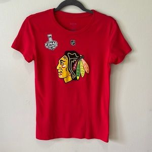 Chicago Blackhawks T Shirt - Vintage 2015 Duncan Keith #2 - Reebok W L - Red